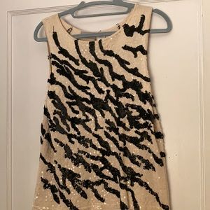 Beige and black sequin top